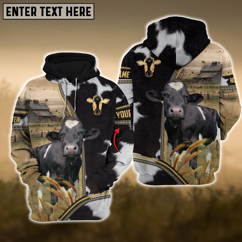 Holstein Fur And Zipper Pattern Personalized 3D Hoodie, Farmer Hoodie, Custom Farm Shirts, Farmer T Shirt