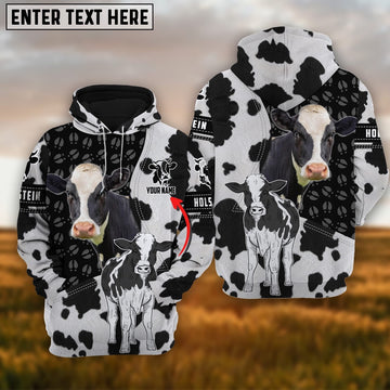 Holstein Fur on Farm Customized Name 3D Hoodie, Farmer Hoodie, Custom Farm Shirts, Farmer T Shirt