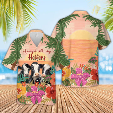 Holstein Hangin with my Heifers Hawaiian Shirt, Farm Hawaiian Shirt, Farmer Hawaii