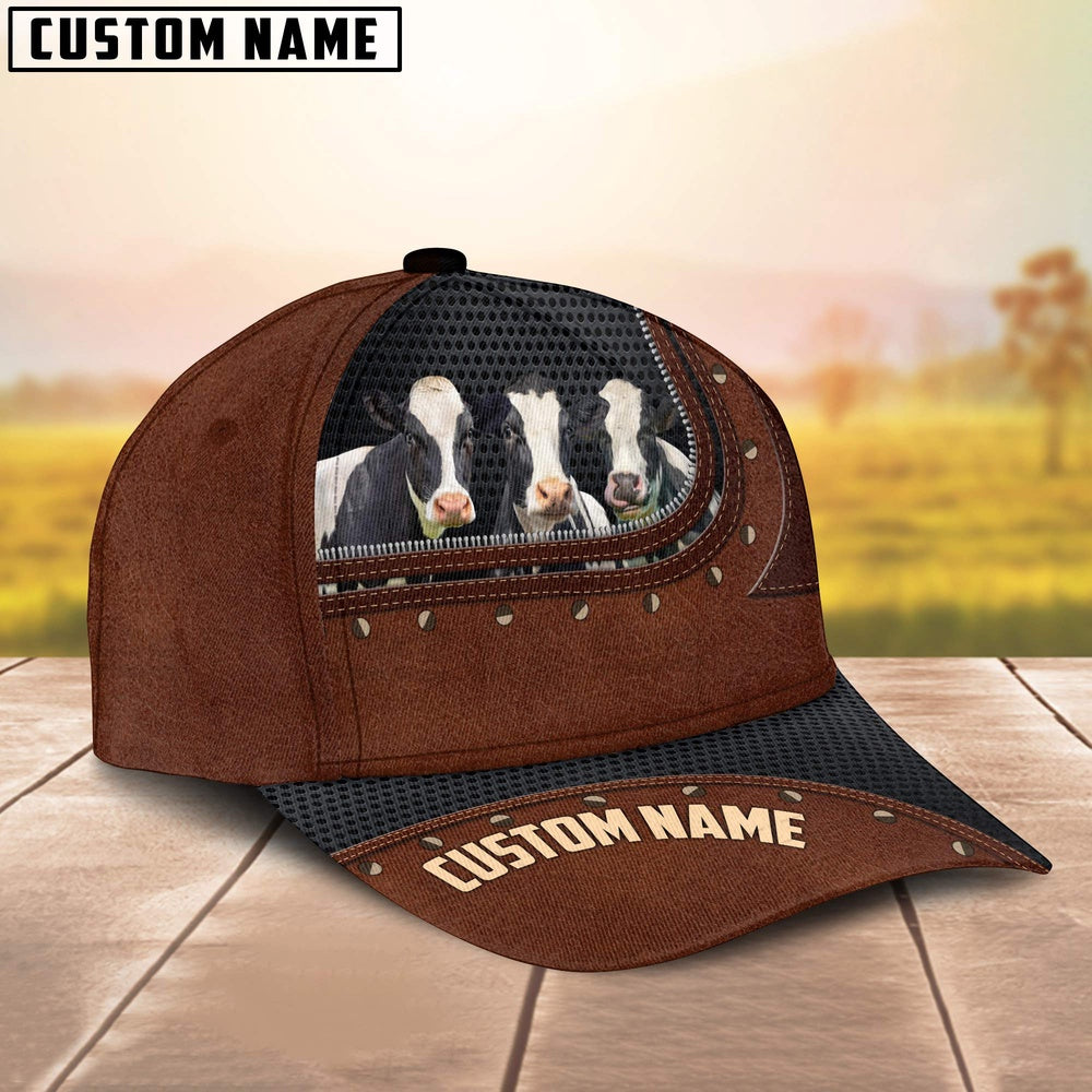 Holstein Happiness Zipper Pattern Customized Name Cap, Farmer Cap, Cap For Farmers, Best Farm Hat, Farm Use Hat
