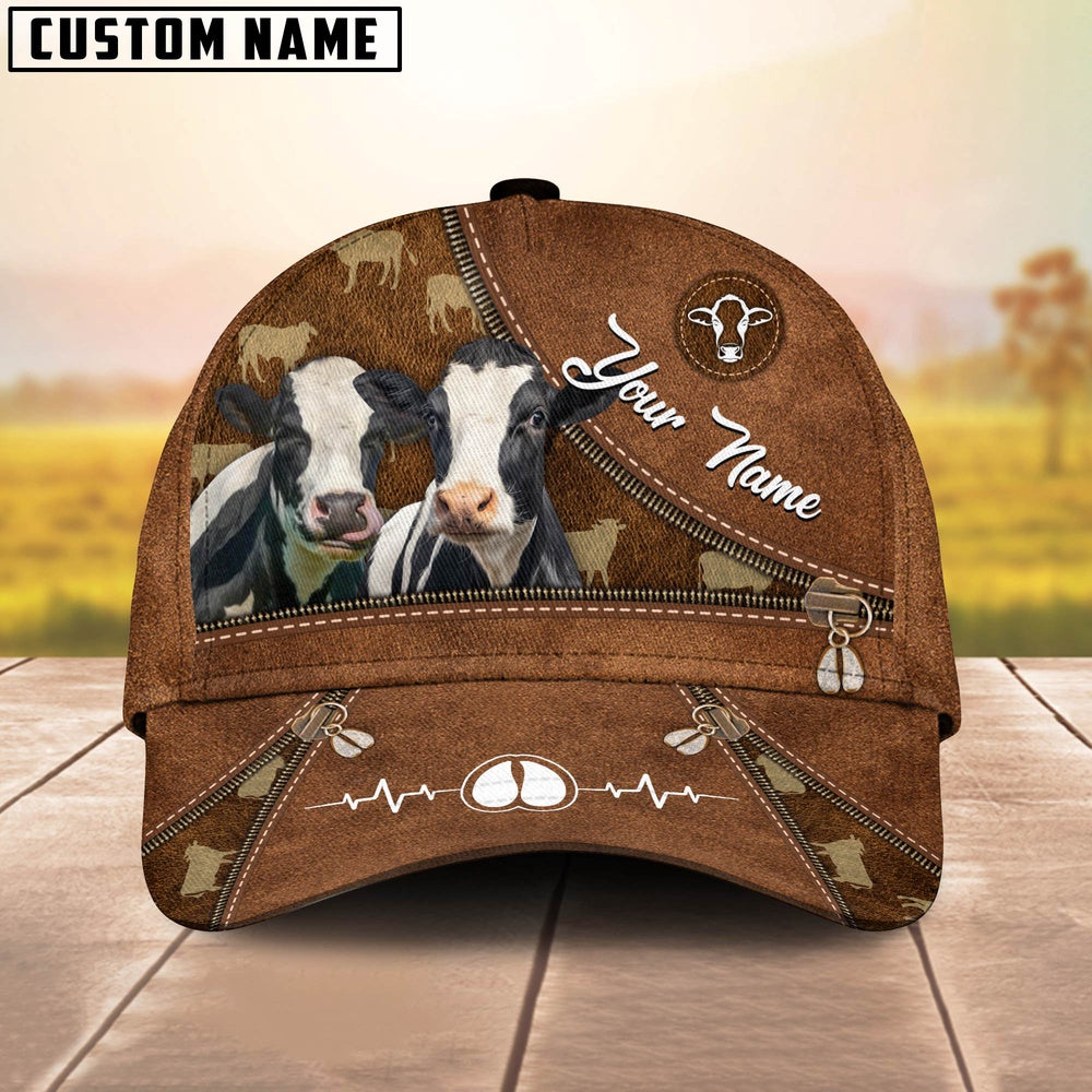Holstein Heart Line Farm Lover Pattern Customized 3D Cap, Farmer Cap, Cap For Farmers, Best Farm Hat, Farm Use Hat