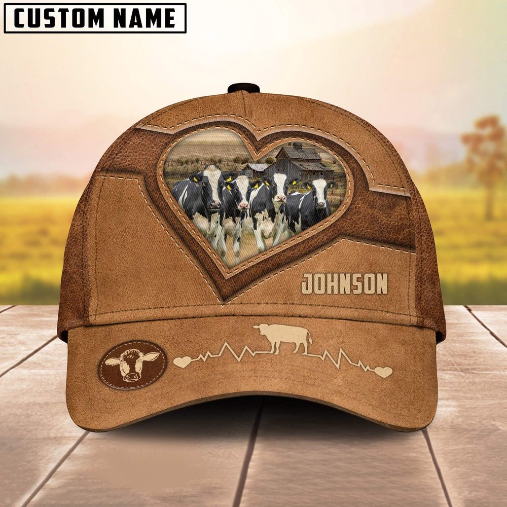 Holstein Heart Shaped Style Customized Name Cap, Farmer Cap, Cap For Farmers, Best Farm Hat, Farm Use Hat