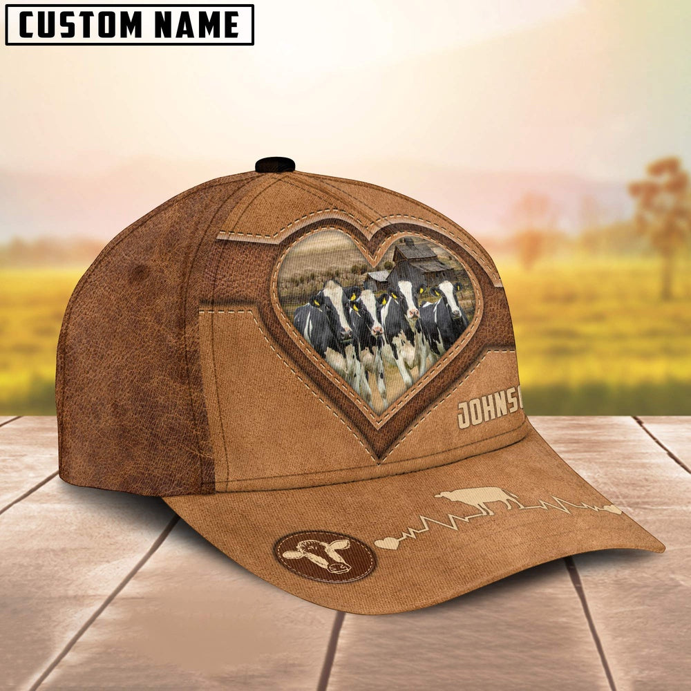 Holstein Heart Shaped Style Customized Name Cap, Farmer Cap, Cap For Farmers, Best Farm Hat, Farm Use Hat