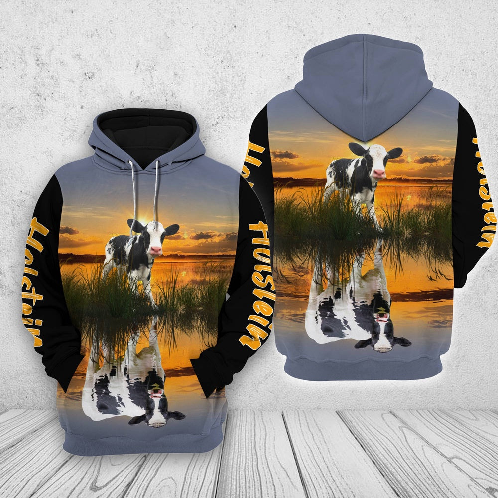 Holstein In The Sunset Shirts, Farmer Hoodie, Farm Themed Shirts, Farm Tee Shirts