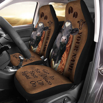 Holstein Leather Carving Customized Name Car Seat Cover, Car Seat Cover, Farm Car Seat Cover, Pet Seat Covers
