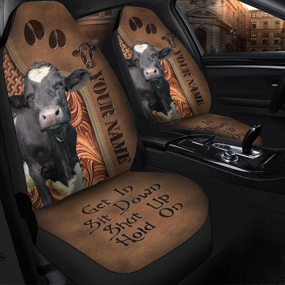 Holstein Leather Carving Customized Name Car Seat Cover, Car Seat Cover, Farm Car Seat Cover, Pet Seat Covers