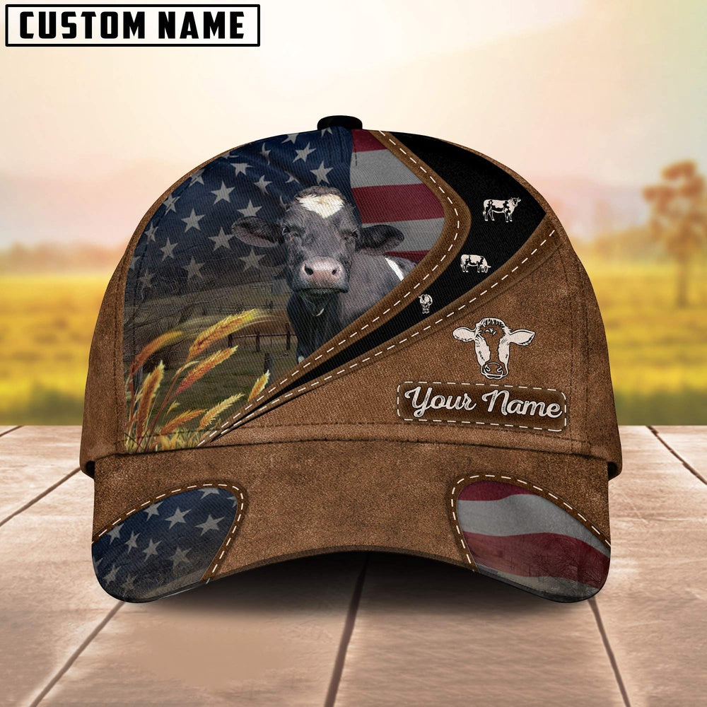 Holstein Leather Pattern American Customized Name Cap, Farmer Cap, Cap For Farmers, Best Farm Hat, Farm Use Hat