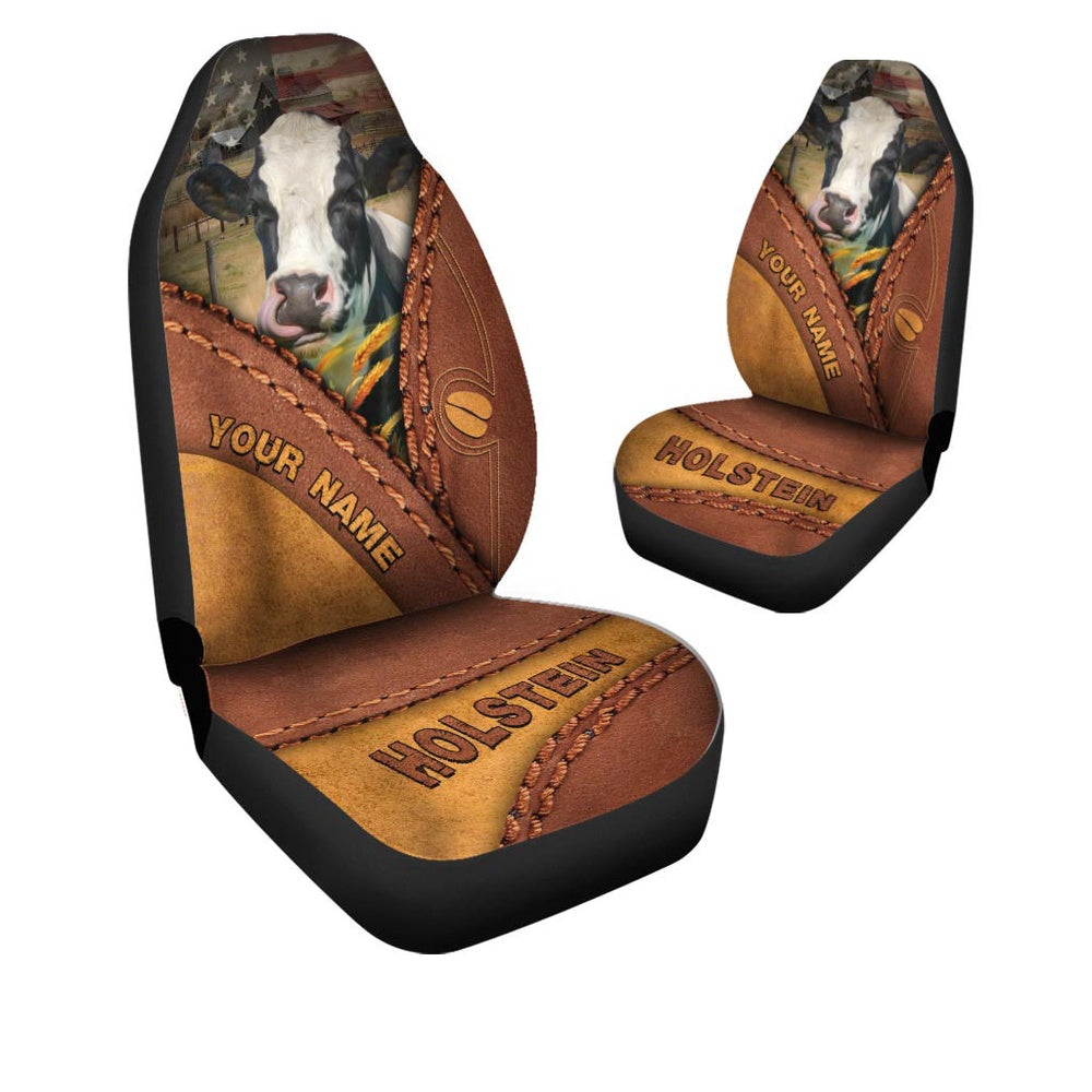 Holstein Leather Pattern Customized Name Car Seat Cover, Car Seat Cover, Farm Car Seat Cover, Pet Seat Covers
