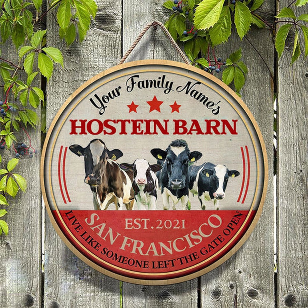 Holstein Live Like Someone Left The Gate Open Custom Happy Halloween Wooden Sign, Farm Wood Sign, Farm House Wood Signs