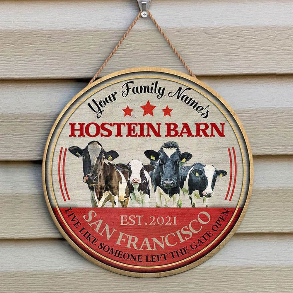 Holstein Live Like Someone Left The Gate Open Custom Happy Halloween Wooden Sign, Farm Wood Sign, Farm House Wood Signs