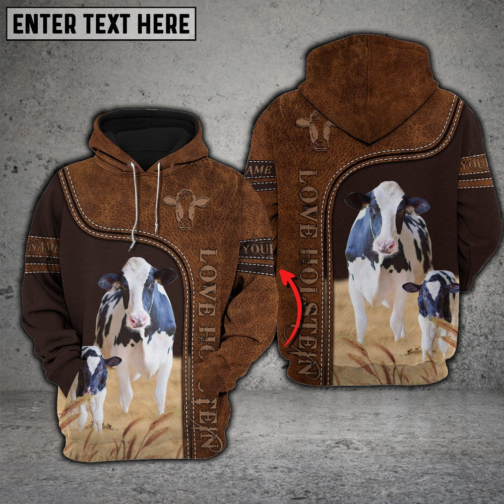 Holstein Love Baby Cattle Personalized All Over Printed Hoodie, Farmer Hoodie, Custom Farm Shirts, Farmer T Shirt