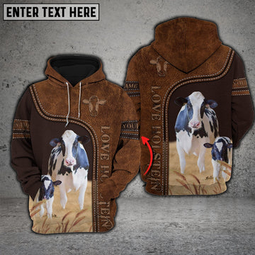 Holstein Love Baby Cattle Personalized All Over Printed Hoodie, Farmer Hoodie, Custom Farm Shirts, Farmer T Shirt