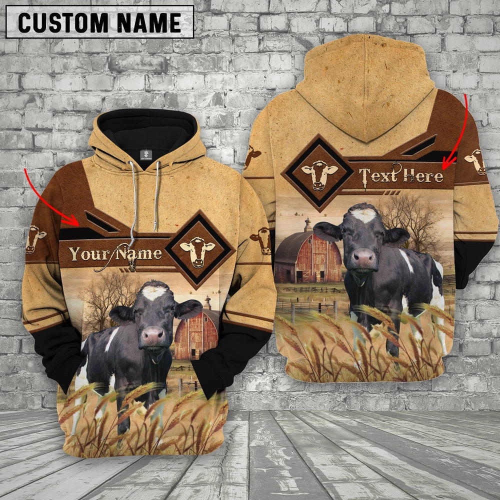 Holstein On Farms Custom Name Printed 3D Hoodie, Farmer Hoodie, Custom Farm Shirts, Farmer T Shirt