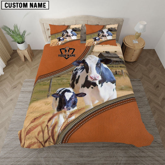 Holstein On The Farm Customized Name 3D Bedding Set, Farm Bedding Set, Farmhouse Bedding Set