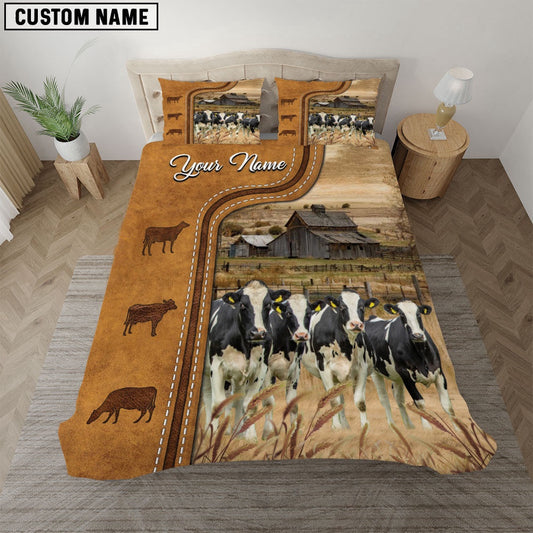 Holstein On The Farm Personalized Name Bedding Set, Farm Bedding Set, Farmhouse Bedding Set