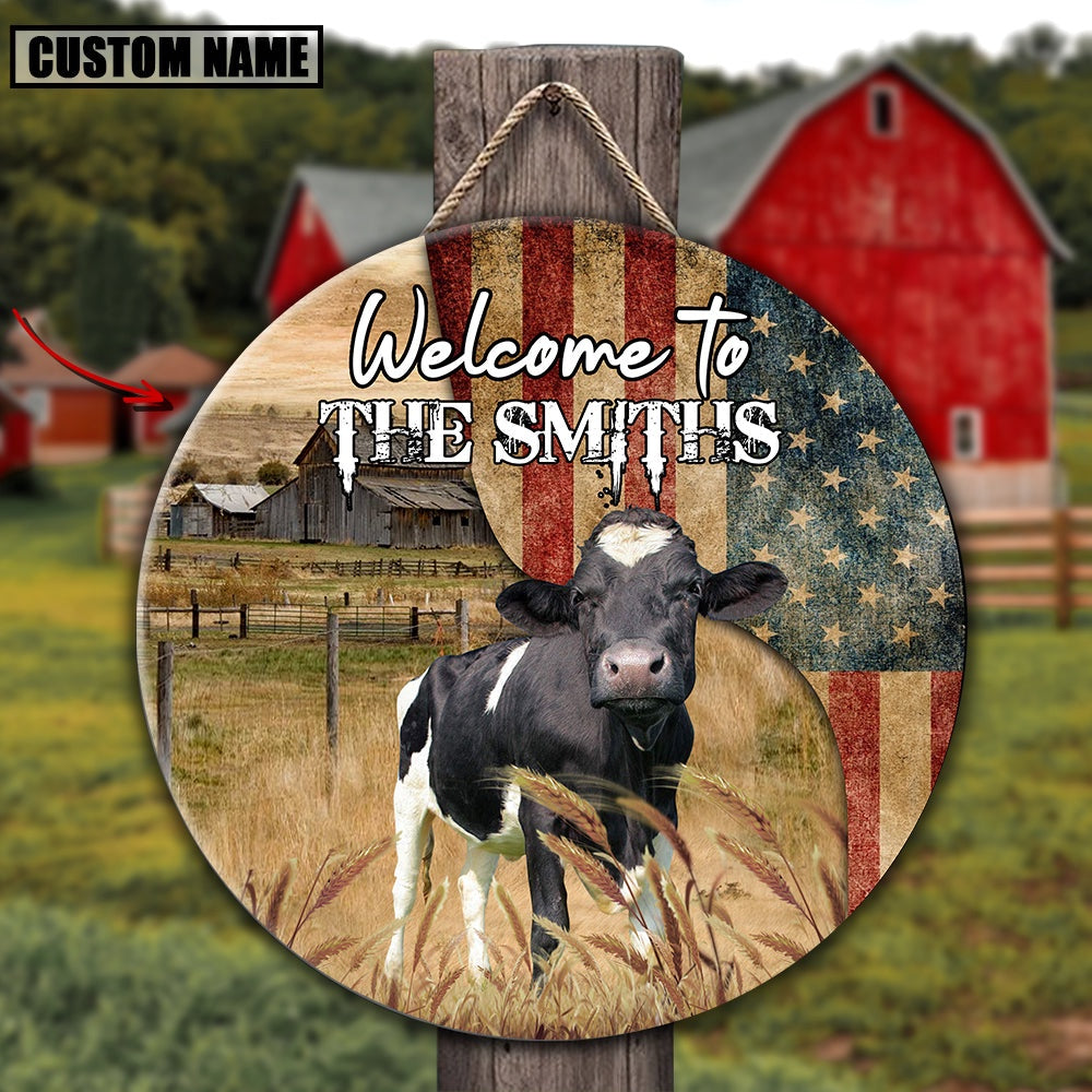Holstein On The Farm Round Wooden Sign, Farm Wood Sign, Farm House Wood Signs
