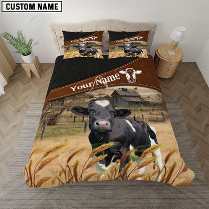 Holstein On The Field Customized Name Bedding Set, Farm Bedding Set, Farmhouse Bedding Set