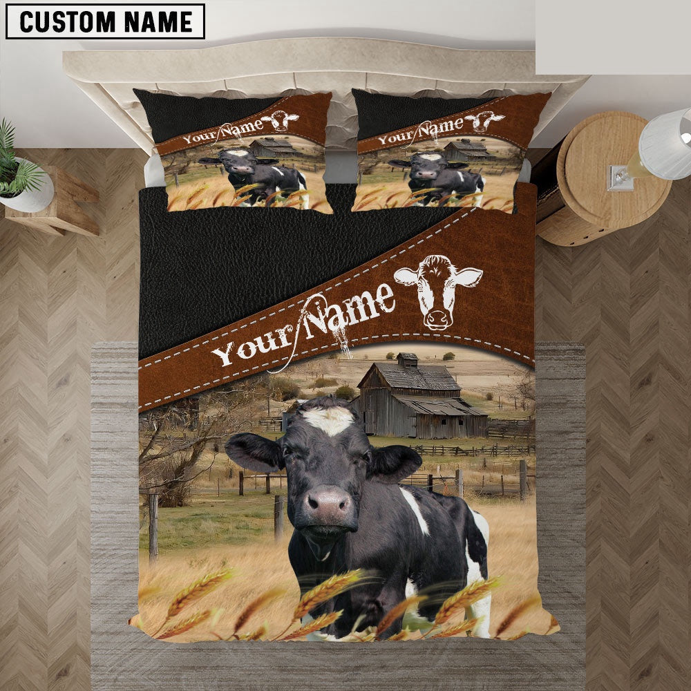 Holstein On The Field Customized Name Bedding Set, Farm Bedding Set, Farmhouse Bedding Set