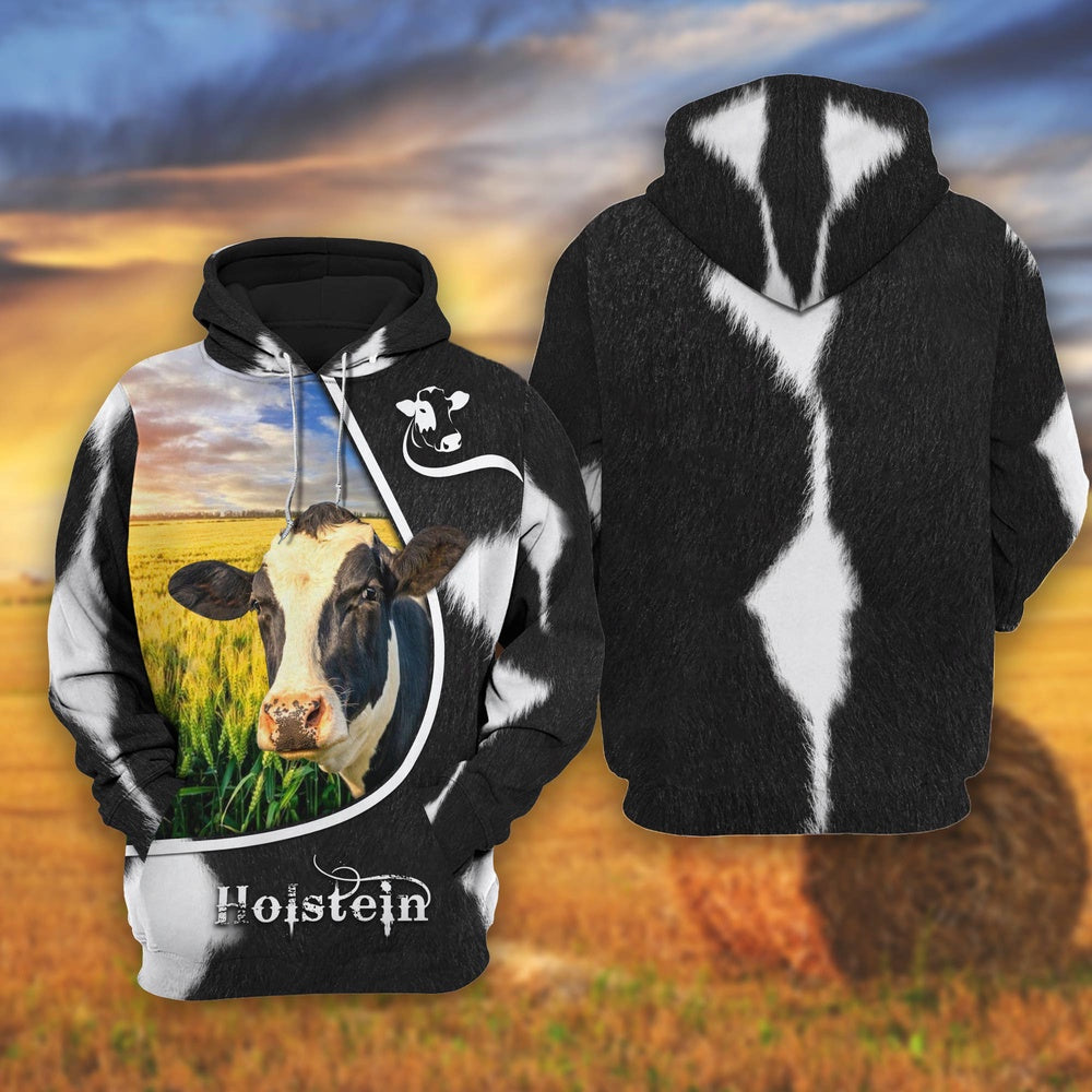 Holstein On The Wheat Field All Over Printed Shirts, Farmer Hoodie, Farm Themed Shirts, Farm Tee Shirts