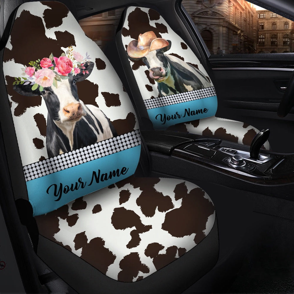 Holstein Pattern Customized Name Dairy Cow Car Seat Cover, Car Seat Cover, Farm Car Seat Cover, Pet Seat Covers