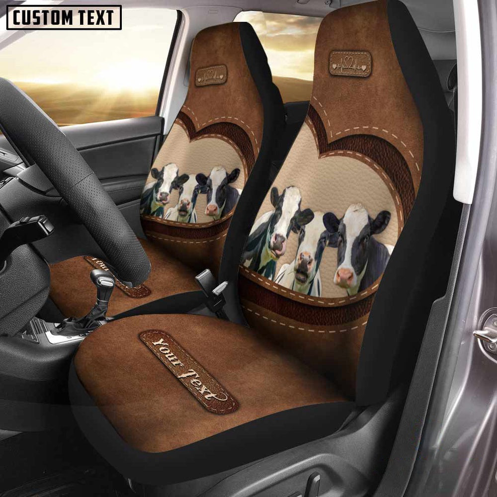 Holstein Pattern Customized Name Heart Car Seat Cover, Car Seat Cover, Farm Car Seat Cover, Pet Seat Covers