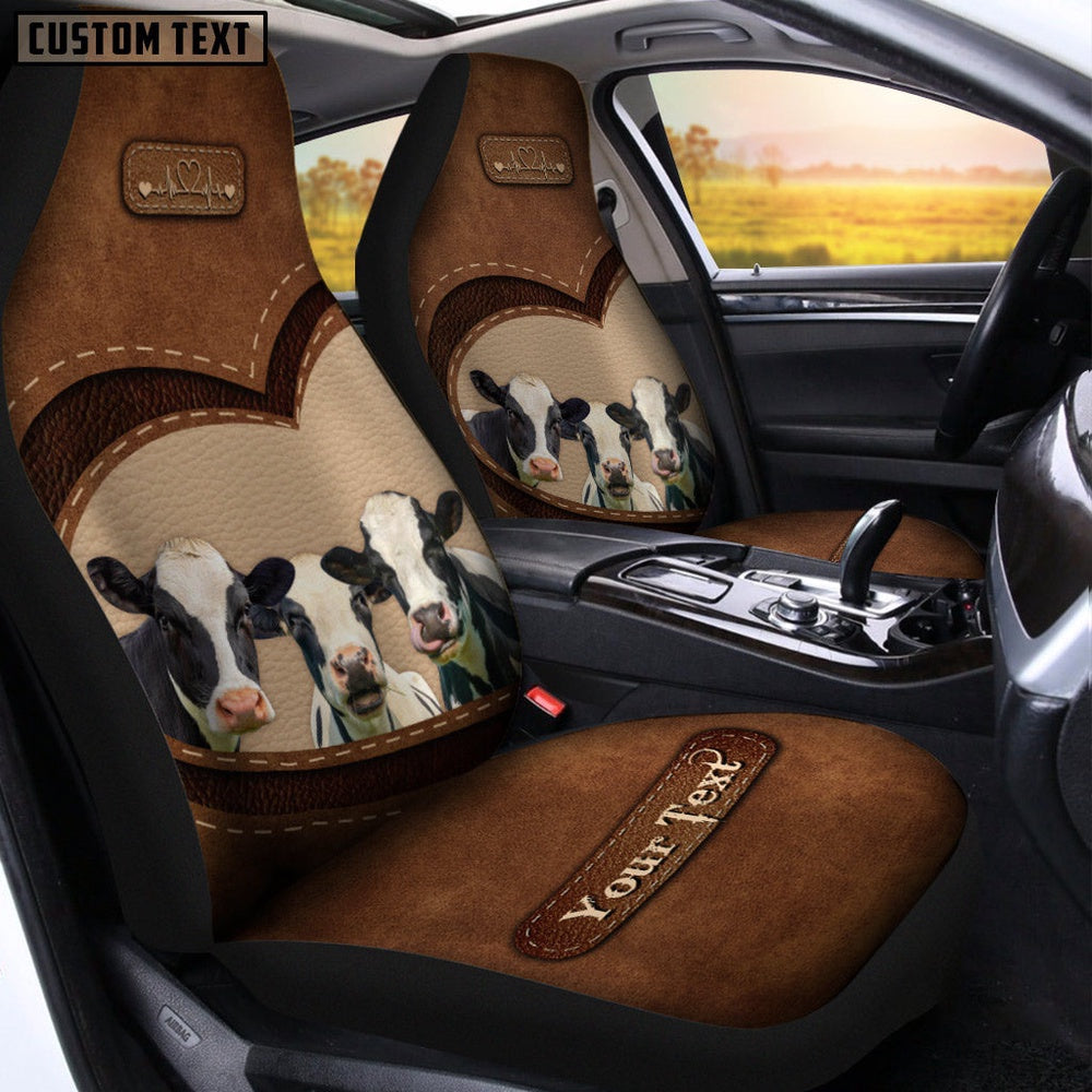 Holstein Pattern Customized Name Heart Car Seat Cover, Car Seat Cover, Farm Car Seat Cover, Pet Seat Covers