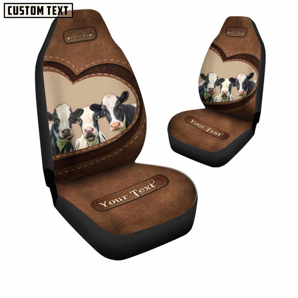 Holstein Pattern Customized Name Heart Car Seat Cover, Car Seat Cover, Farm Car Seat Cover, Pet Seat Covers