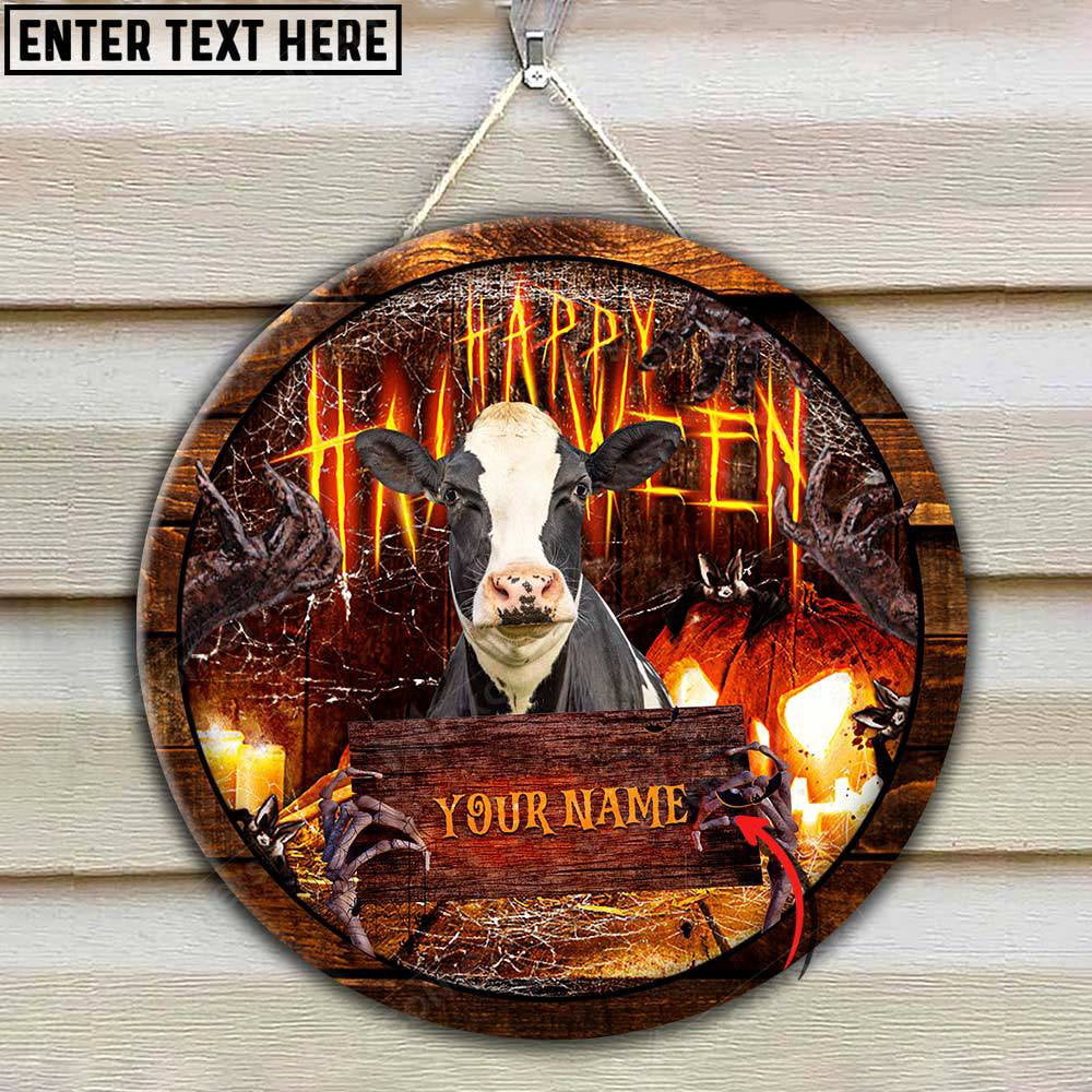 Holstein Scaary Halloween Custom Name Wooden Sign, Farm Wood Sign, Farm House Wood Signs