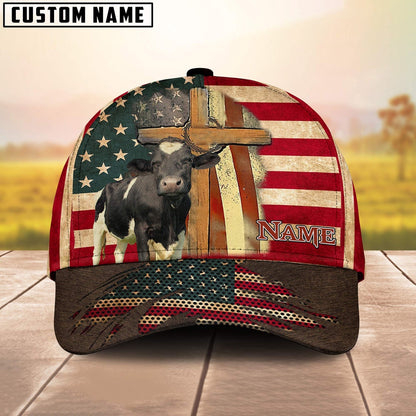 Holstein USA Flag Customized Name Cap, Farmer Cap, Cap For Farmers, Best Farm Hat, Farm Use Hat