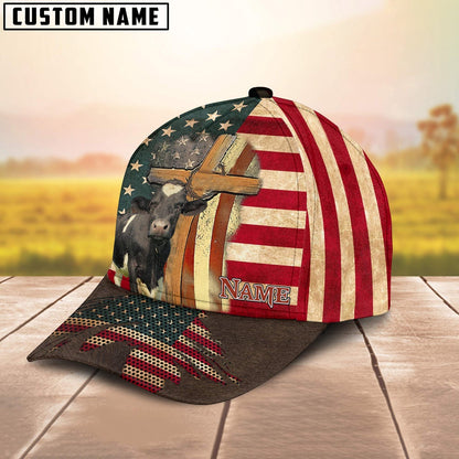 Holstein USA Flag Customized Name Cap, Farmer Cap, Cap For Farmers, Best Farm Hat, Farm Use Hat