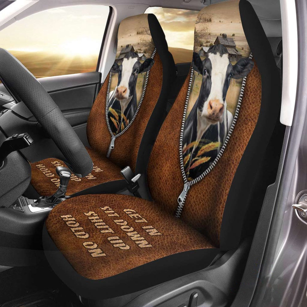 Holstein Zipper Leather Pattern Car Seat Cover, Car Seat Cover, Farm Car Seat Cover, Pet Seat Covers