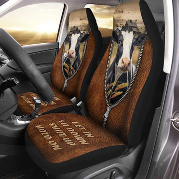 Holstein Zipper Leather Pattern Car Seat Cover, Car Seat Cover, Farm Car Seat Cover, Pet Seat Covers