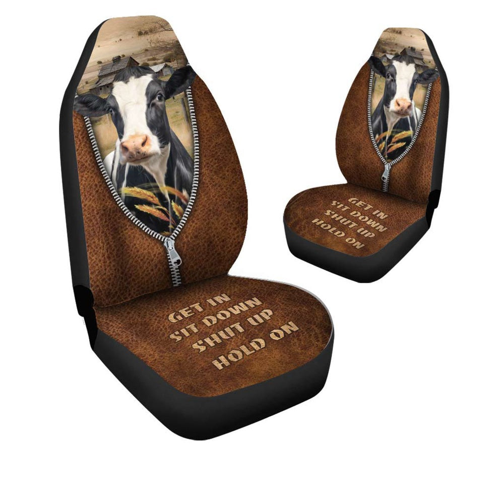 Holstein Zipper Leather Pattern Car Seat Cover, Car Seat Cover, Farm Car Seat Cover, Pet Seat Covers