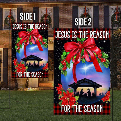 Holy Family, Jesus Is The Reason For The Season Christmas Flag, Christmas Outdoor Decor Decoration