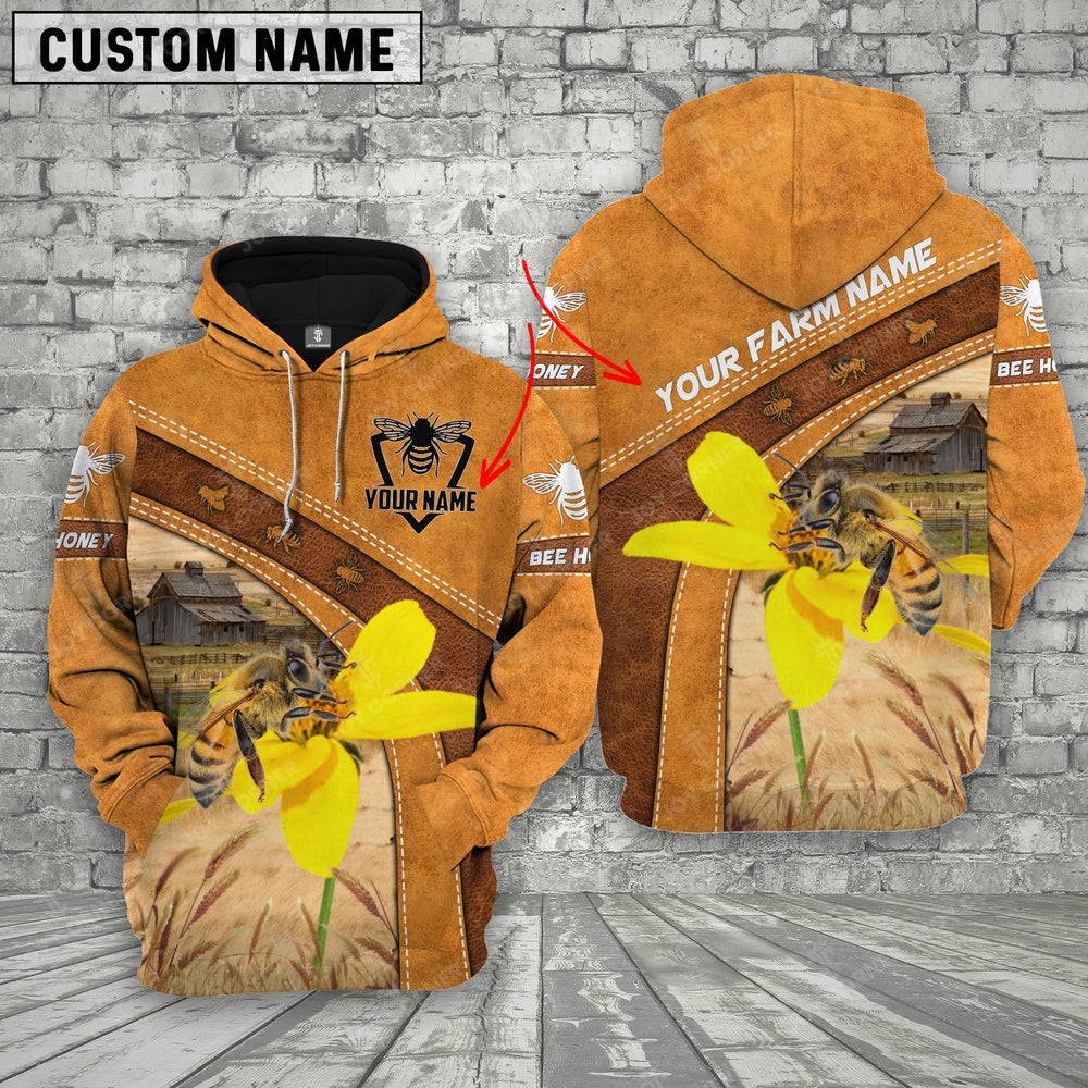 Honey Bee Custom Name Retro Hoodie, Farmer Hoodie, Custom Farm Shirts, Farmer T Shirt