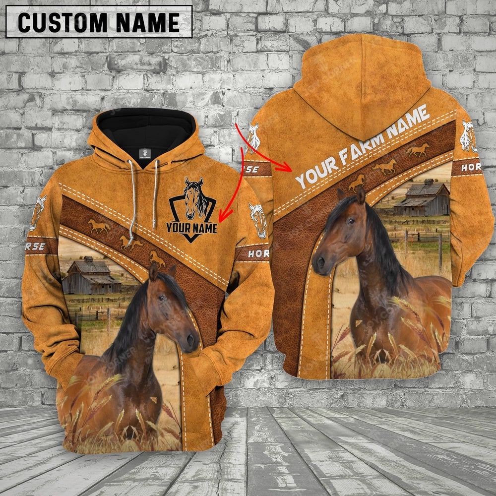 Horse 3D Customized Name Farm Name Hoodie, Farmer Hoodie, Custom Farm Shirts, Farmer T Shirt