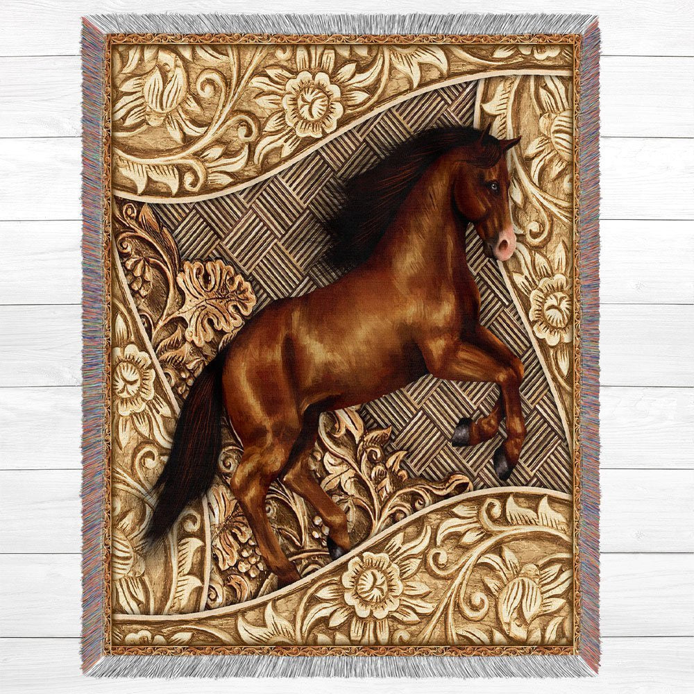 Horse All Over Printed 3D Woven Blanket, Farm Blanket, Farm Animal Blanket