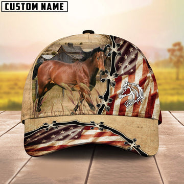 Horse American Flag Custom Name Retro Cap, Farmer Cap, Cap For Farmers, Best Farm Hat, Farm Use Hat