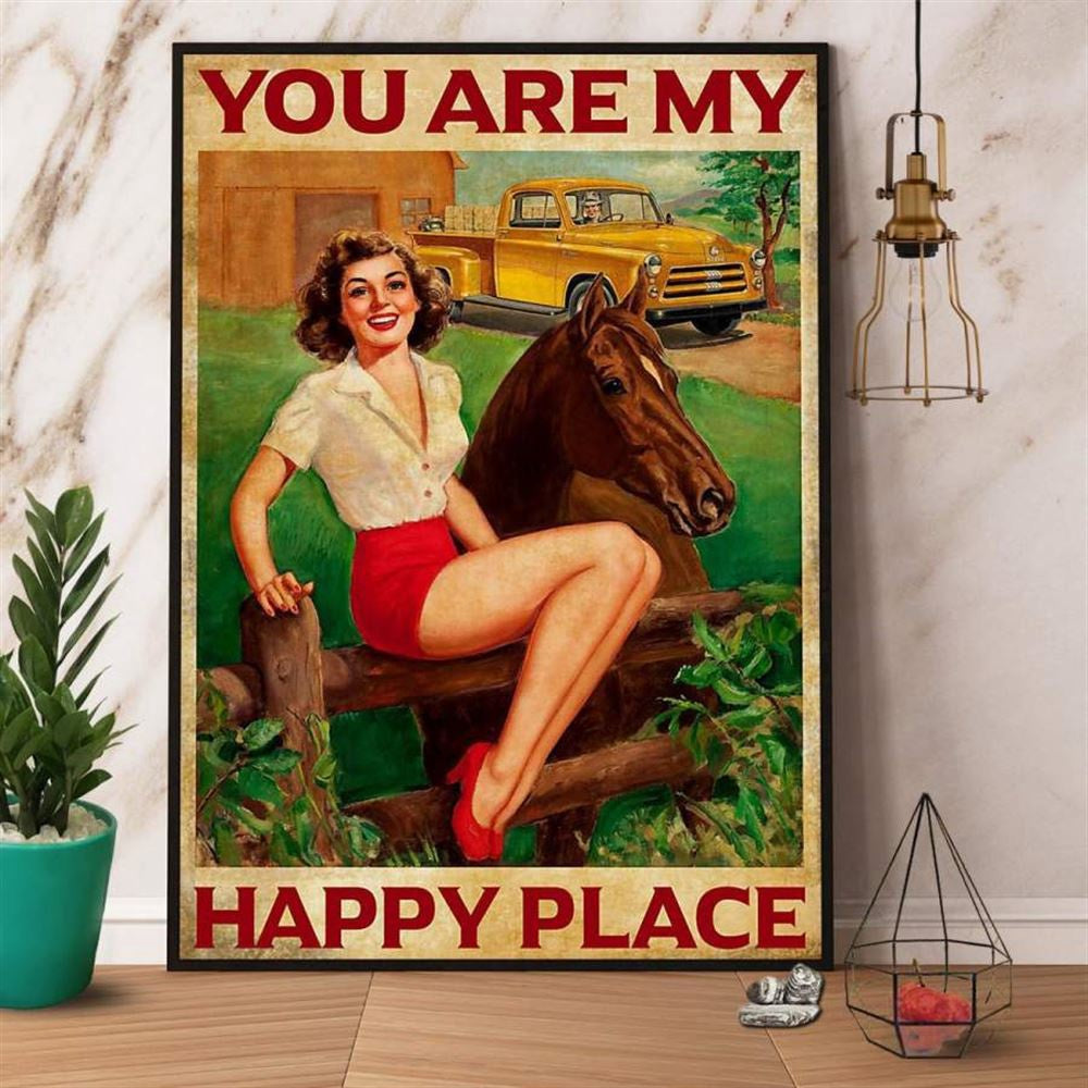 Horse &Amp Girl You Are My Happy Place Farm Canvas, Farm Canvas, Farm Art Decor