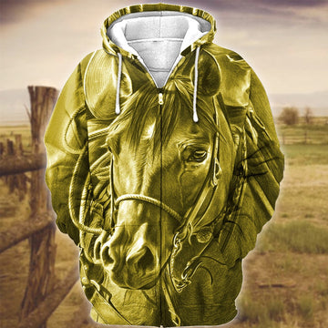 Horse Art Yellow Version 3D Hoodie, Farmer Hoodie, Farm Themed Shirts, Farm Tee Shirts