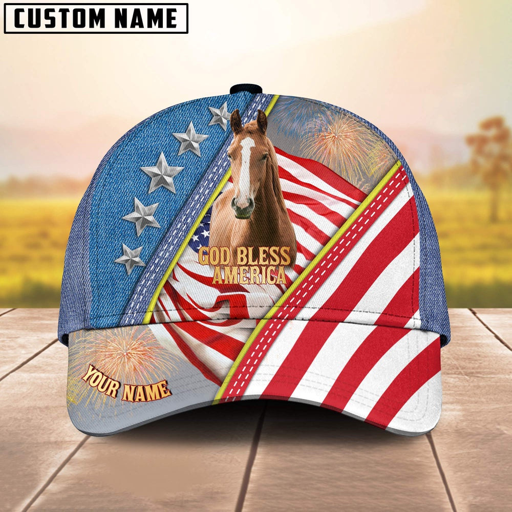 Horse Blue Denim Pattern Customized Name Cap, Farmer Cap, Cap For Farmers, Best Farm Hat, Farm Use Hat