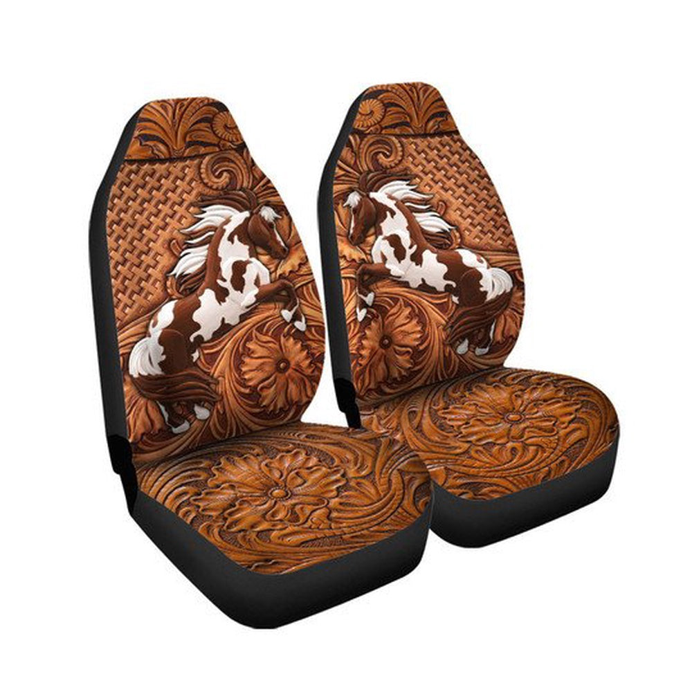 Horse Brown Flowers Car Seat Cover, Car Seat Cover, Farm Car Seat Cover, Pet Seat Covers