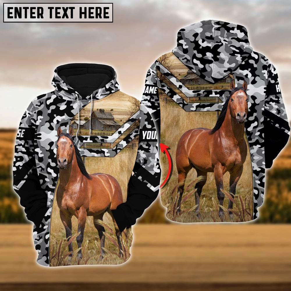 Horse Camo Animal Pattern Personalized 3D Hoodie, Farmer Hoodie, Custom Farm Shirts, Farmer T Shirt