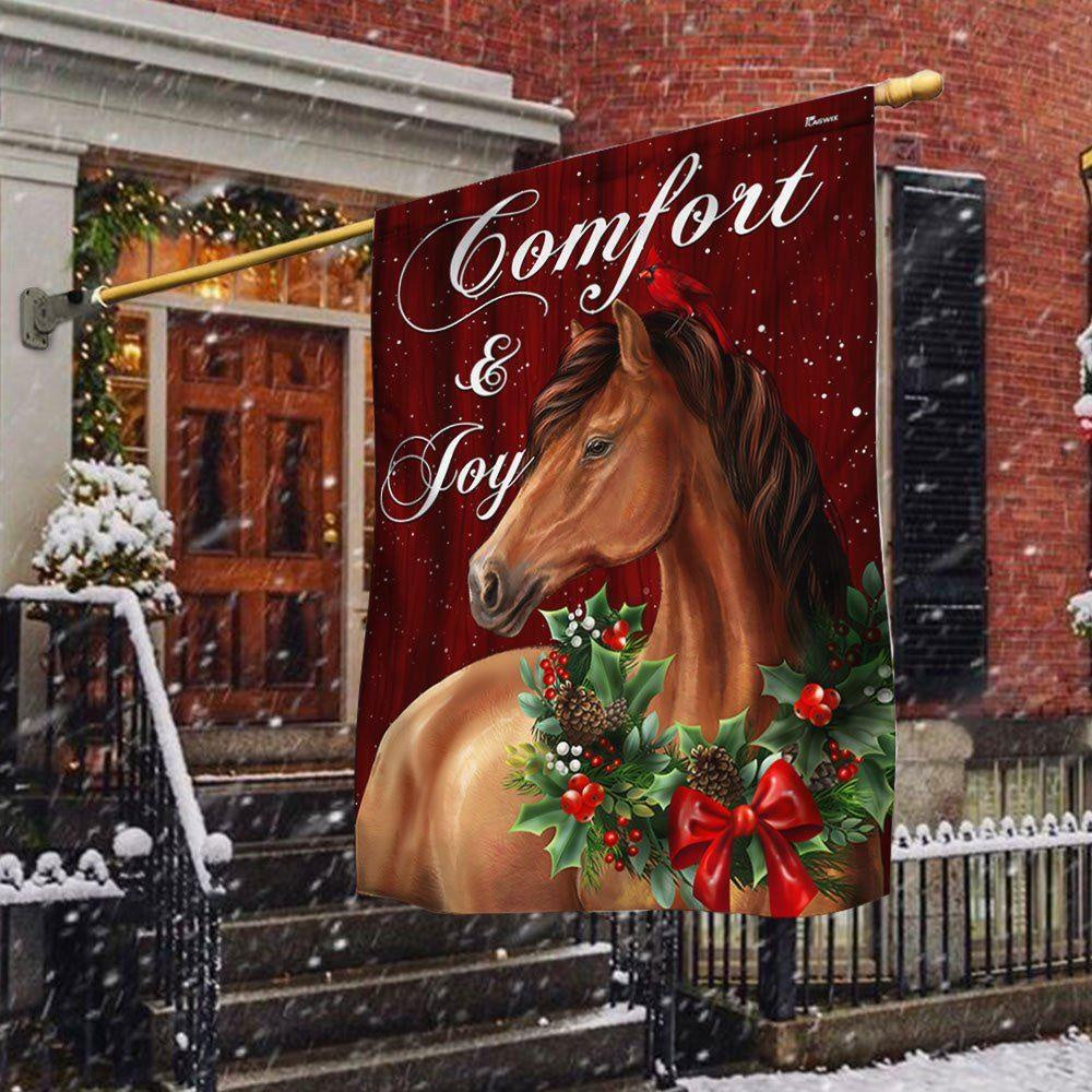 Horse Christmas Comfort And Joy Flag, Christmas Outdoor Decor Decoration
