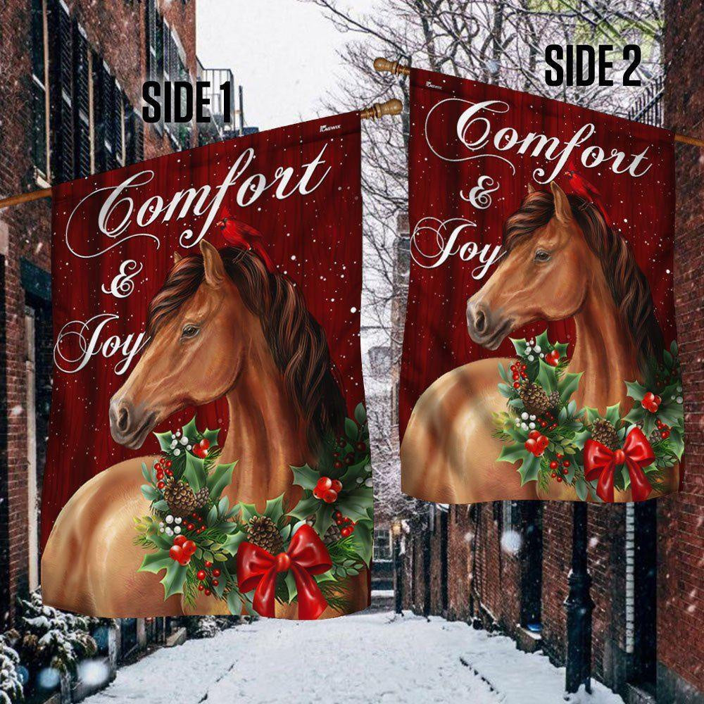 Horse Christmas Comfort And Joy Flag, Christmas Outdoor Decor Decoration