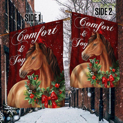 Horse Christmas Comfort And Joy Flag, Christmas Outdoor Decor Decoration