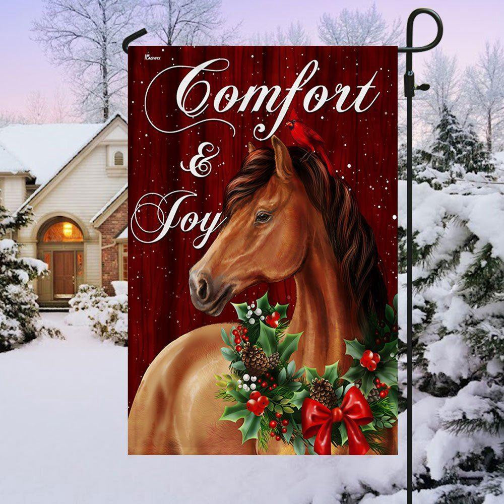 Horse Christmas Comfort And Joy Flag, Christmas Outdoor Decor Decoration