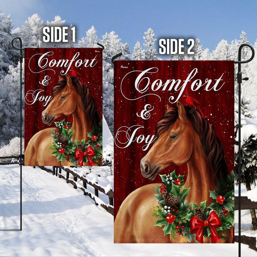 Horse Christmas Comfort And Joy Flag, Christmas Outdoor Decor Decoration