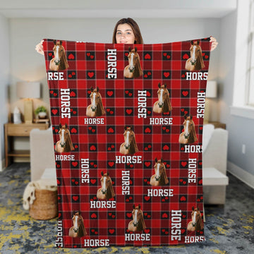 Horse Cow Pattern Hoodie Blanket, Farm Blanket, Farm Animal Blanket