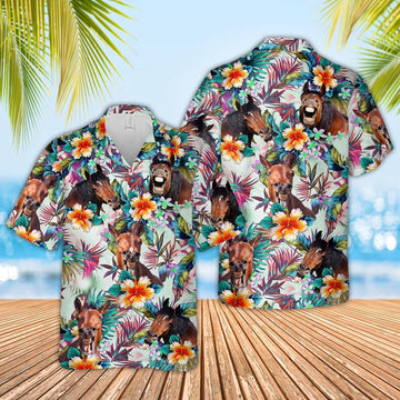 Horse Cows with Flowers Hawaiian Shirt, Farm Hawaiian Shirt, Farmer Hawaii
